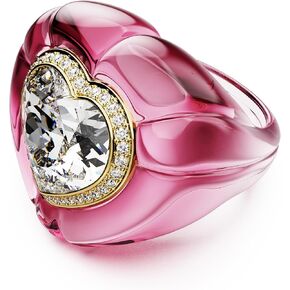 Swarovski Dulcis cocktail ring, Heart cut, Pavé, Heart, Pink, Size 8