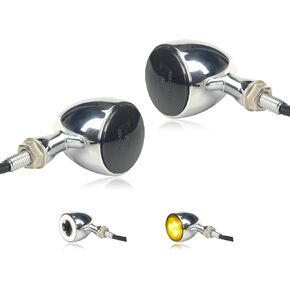 Universal Rear LED Turn Signals 12V Motorcycle Bullet Brake Taillights Chrome Running Lights Compatible with Kawasaki Honda Harley XL883 Suzuki Ducati Yamaha Triumph