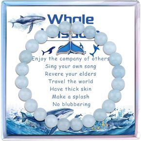 Fullrainbow Whale Bracelet for Women Whale Gifts for Whale Lovers Blue Whale Gifts Whale Tail Charm Whales Jewelry