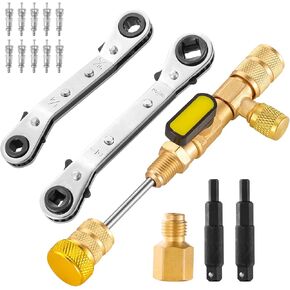 أداة التثبيت المزيل Core Remover Falve و HVAC Service Service مع محولات بتات ، SAE 1/4 و 5/16 مفاد