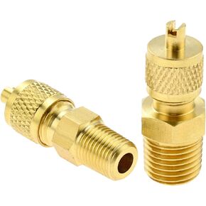 Brass Pipe Fitting, 1/4 SAE Flare to 1/8NPT Male Solid Brass Nipples, Tubing Adapter Hose Connector, for Air Conditioner Refrigeration