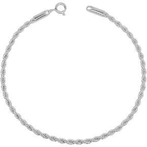LeCalla 925 Sterling Silver Ankle Bracelet Jewelry Solid 1.8 MM Diamond-Cut Braided Rope Chain Anklet for Women Teen with Spring Ring Clasp 9 Inches, Made in Italy