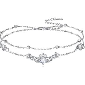 Claddagh Onkle 925 Sterling Silver Celtic Knot قابلة للتعديل طبقة قابلة للتعديل Link Beach Anklet Hift