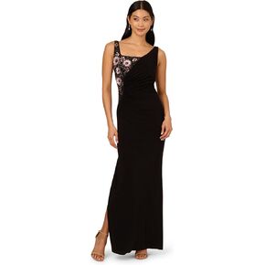 Adrianna Papell Women's Bead Bead Jersey Long Dress