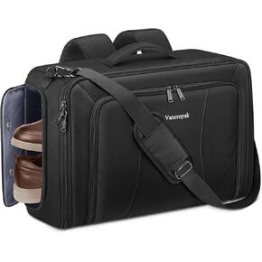 Vancropak Convertible Carry on Garment Bag with Backpack Straps, Airline Approved Travel Garment Duffel Bag with Shoe Compartment, Wrinkle Free Suit Carrier Business Suitcase For 15.6" Laptop, Black