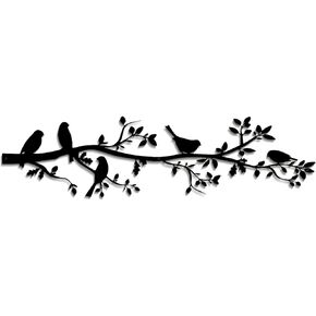 DUOOLN Metal Bird Wall Art - Vivid Birds on Branch Wall Decor, Leaves with Birds Sculpture, Bird Silhouette Metal Ornament Black Branch Wall Hanging Sign for Home Balcony Garden Decor