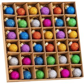 Joiedomi 36 PCS عيد الميلاد المصغر كرات زجاجية بريق الزخارف ، 1 بوصة كرمة متعددة الألوان معلقة لزينة شجرة عيد الميلاد وزخارف العطلات