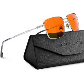 ANYLUV Blue Light Glasses Men Woman, Lightweight Metal Computer Gaming Glasses, Anti Eyestrain Blocking Eyeglasses