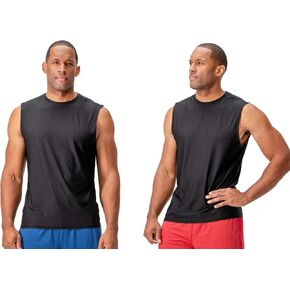 DEVOPS 2 Pack Men's Relaxed-Fit Workout Gym Tank Top Sleeveless (Black, Large)