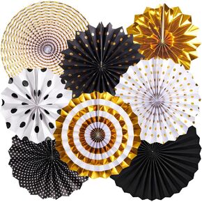 SUNBEAUTY 9 PCS Pink and Orange Party Decorations Pink Party Decorations Paper Fans Party Decorations Sunset Party Decorations Flower Party Decorations Paper Flowers Decorations for Wall
