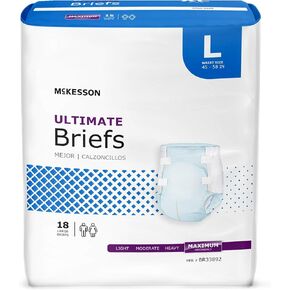 سراويل McKesson Ultimate الداخلية، لسلس البول، أقصى قدر من الامتصاص، كبير، 18 قطعة، 4 عبوات، 72 إجماليًا