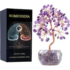 6 inch Valentine's Day Healing Crystal Tree 7 Chakra Tree of Life for Positive Energy, Money Good Luck Gemstone Tree Bonsai Tree for Home Office Desk Decor, Spiritual Birthday Gift for Women