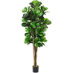Goplus Fake Fiddle Leaf Fig Tree, 6FT Tall Artificial Tree Greenery Plants in Pots, Decorative Faux Trees for Indoor Home Office