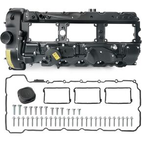 Upgraded Aluminum N55 Engine Valve Cover Kit Compatible with 2010-2019 BMW 135i 235i 328i 335i 435i 530i 535i 640i 740i 740Li M135i M2 M235i xDrive X1 X3 X4 X5 X6, 3.0L Replace 11127570292 (Black)
