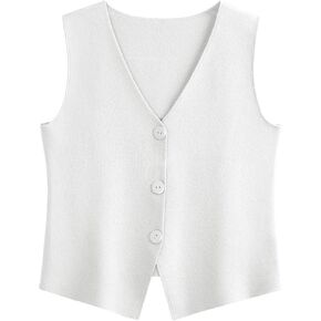 LILLUSORY Sweater Vest Women Sleeveless V Neck Trendy Spring Tops Dressy Button Up 2025 Knit Work Business Casual Outfits