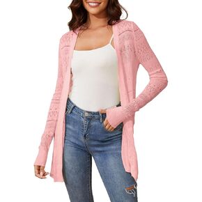 Spicy Sandia Womens Lightweight Crochet Cardigan Long Sleeve Boho Summer Sweater Beach Vacation Trendy Outfit