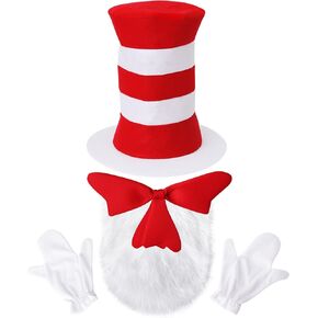 5 PCS CAT HAT ASSUMEOSSORIES ، قبعات قطة حمراء أبيض مخطط/ريد/قفازات أبيض/أبيض ، كوز كوزبلاي أزياء الهالوين