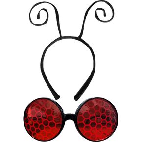 Fancy Pants FunTime Ladybug Insect Costume Kit - Black Velvet Bug Antenna Headband with Red Ladybug Glasses - Complete Dress-Up Accessory for Ladybug & Bee Costumes, Halloween & More