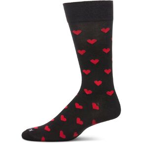 MeMoi Men's Hearts Rayon From Rayon Crew Socks