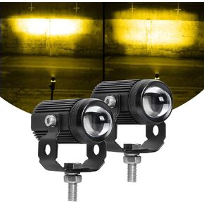 EXZEIT Led Driving Light for Motorcycle, Amber Light, High Low Beam Function Fog Lights Headlights for Bike Polaris Yamaha Can Am ATV UTV, 12/24V, 30W, 6000 Lumens 2 pcs (Amber Light)