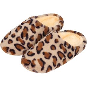 Women Cheetah Leopard Print Slippers Soft Plush Furry Fuzzy Fluffy Slip on House Shoes Indoor Outdoor Slippers Birthday Christmas Gifts