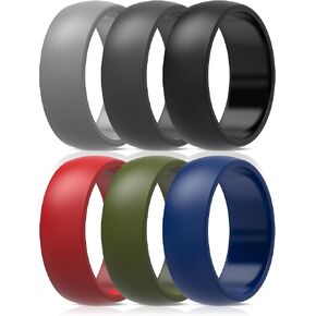 ThunderFit Silicone Wedding Rings for Men, Rubber Engagement Bands 8.7mm Wide 2.5mm Thick - 1/2/3/4/5/6/7/12/16 Variety Multipack