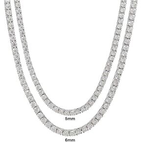 SAVEARTH DIAMONDS Round Lab Created Moissanite 2MM to 6MM Width Tennis Chain Necklace For Men Women In 14K Gold Plated 925 Sterling Silver, (VVS1 Clarity, 5.50 CT To 78.70 CT), 15" To 24"