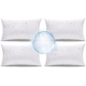 MIULEE 18x18 Outdoor Pillows,Set of 4 Throw Pillows Waterproof,Soft Support Throw Inserts Decorative Water Resistant for Patio Furniture and Garden