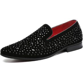 Santimon loafer تدخين النعال moccasins الرجال ينزلقون على راينستون المصنوع يدويًا أحذية اصبع القدم المدببة