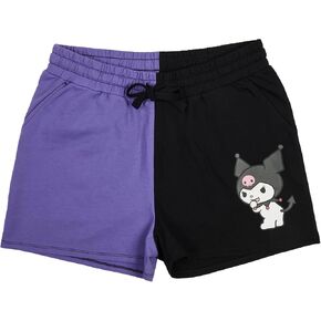 Kuromi Character Art Purple & Black Contrast Women's Sweat Shorts
