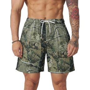 Flygo Men's Graphic Print Camo Shorts Fashion Designer Workout Shorts Retro Casual Cool Streetwear Short Pants