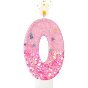 Pink Sequin Birthday Candles, Cake Number Candles, Girls 6th Birthday Decorations, Suitable for Birthday Parties, Anniversary Party Decorations(6)