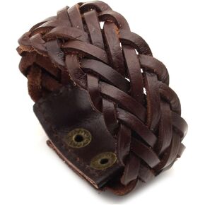 Punk Rock Braided Wide Pu Leather Arm Cuff Bracelet