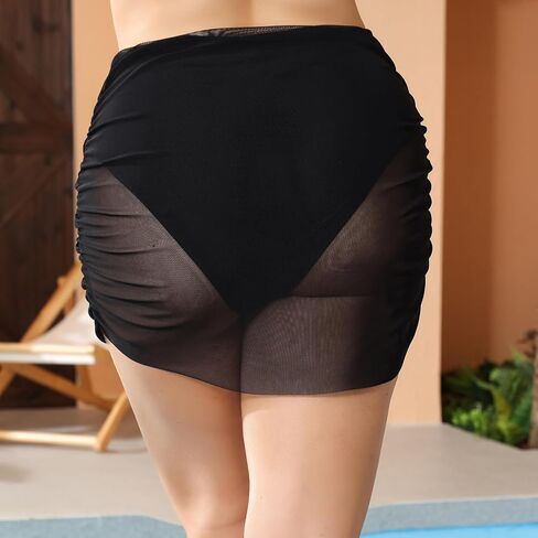 SherryDC Women Plus Size Swim Skirt High Waisted Mesh Sheer Bikini Swimsuit Bathing Suit Bottoms in Saudi Arabia