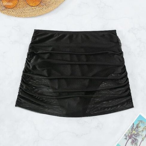 SherryDC Women Plus Size Swim Skirt High Waisted Mesh Sheer Bikini Swimsuit Bathing Suit Bottoms in Saudi Arabia