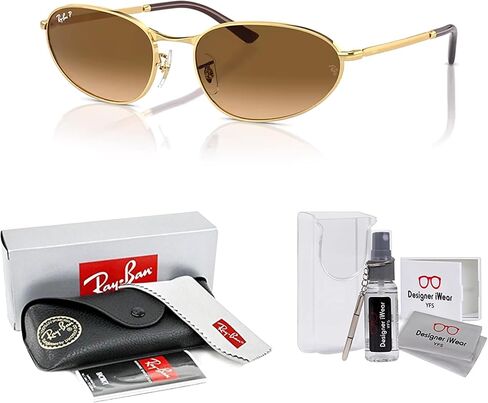 Ray-Ban RB3734 Oval Sunglasses for Men for Women + BUNDLE With Designer iWear Complimentary Eyewear Kit in Kuwait