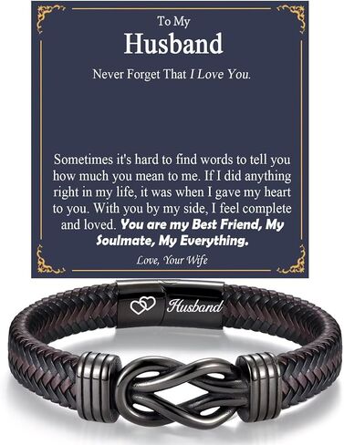 Fathers Day Men Gifts Infinity Leather Bracelet for Him Gifts Ideas Jewelry for Birthday, Christmas in Saudi Arabia