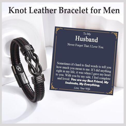 Fathers Day Men Gifts Infinity Leather Bracelet for Him Gifts Ideas Jewelry for Birthday, Christmas in Saudi Arabia