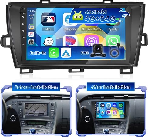 [2+64G] ستيريو سيارة Hikity Android 13 لسيارة Toyota Prius(W/JBL) 2010-2015 راديو مع Carplay Android Auto Mirror Link، شاشة لمس 9 بوصة GPS WiFi Bluetooth FM RDS MIC كاميرا احتياطية in Saudi Arabia
