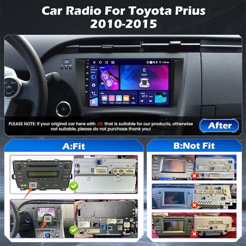[2+64G] ستيريو سيارة Hikity Android 13 لسيارة Toyota Prius(W/JBL) 2010-2015 راديو مع Carplay Android Auto Mirror Link، شاشة لمس 9 بوصة GPS WiFi Bluetooth FM RDS MIC كاميرا احتياطية in Saudi Arabia