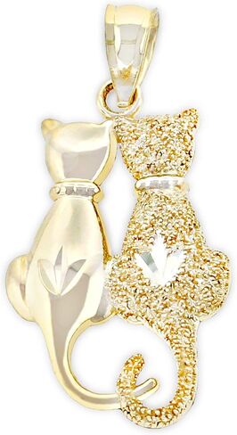 Gold Sitting Cats Charm - 10 Karat Solid Gold - Cat Jewelry in Saudi Arabia