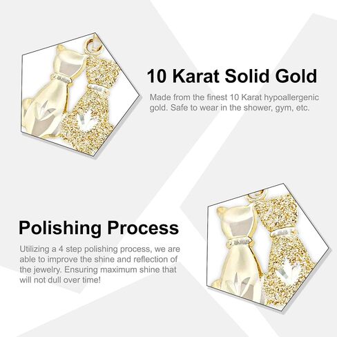 Gold Sitting Cats Charm - 10 Karat Solid Gold - Cat Jewelry in Saudi Arabia