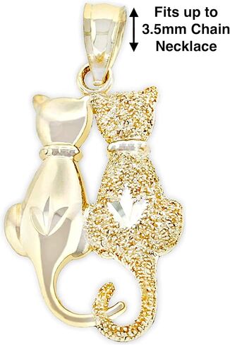 Gold Sitting Cats Charm - 10 Karat Solid Gold - Cat Jewelry in Saudi Arabia