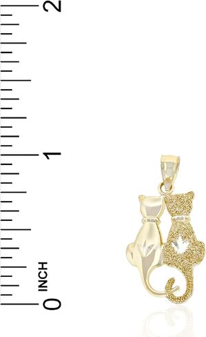 Gold Sitting Cats Charm - 10 Karat Solid Gold - Cat Jewelry in Saudi Arabia