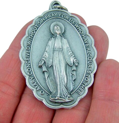 Our Lady of Grace Miraculous Medal with Scallop Border, 2 1/4 Inch in Saudi Arabia