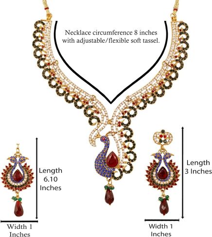 Touchstone Indian Bollywood Traditional Craftsmanship Mughal Designer Jewelry Wedding Necklace Set in Antique Gold Or White Tone for Women. in Saudi Arabia