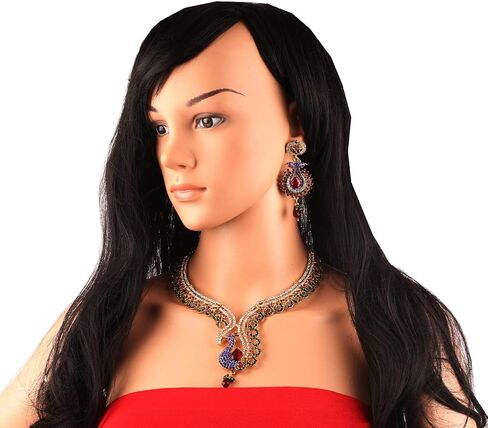 Touchstone Indian Bollywood Traditional Craftsmanship Mughal Designer Jewelry Wedding Necklace Set in Antique Gold Or White Tone for Women. in Saudi Arabia