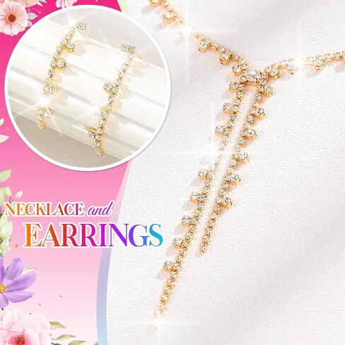 UniCra Silver Bridal Wedding Jewelry Set Rhinestone Necklace Oprings مجموعات سوار Prom مجموعات المجوهرات الرسمية للنساء والعرائس in Kuwait