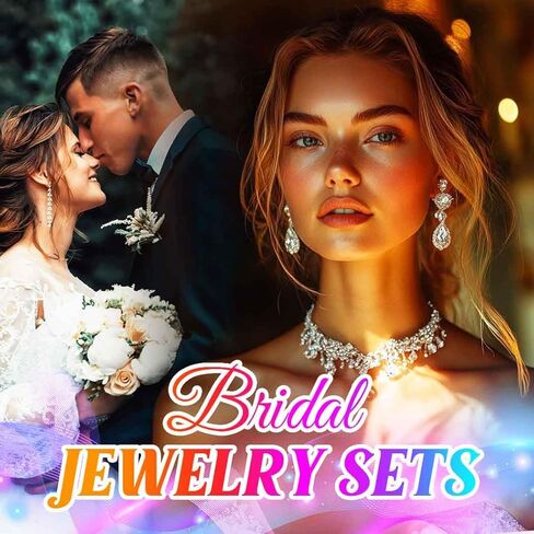 UniCra Silver Bridal Wedding Jewelry Set Rhinestone Necklace Oprings مجموعات سوار Prom مجموعات المجوهرات الرسمية للنساء والعرائس in Kuwait