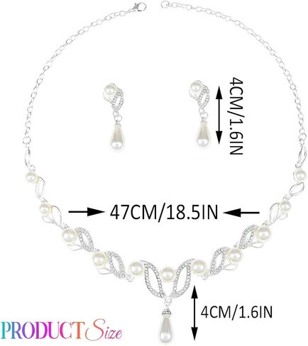 CLOACE Gold Pearl Bridal Wedding Jewelry Set Rhinestone Necklace Earrings Sets Costume Jewelry for Women and Brides in Saudi Arabia